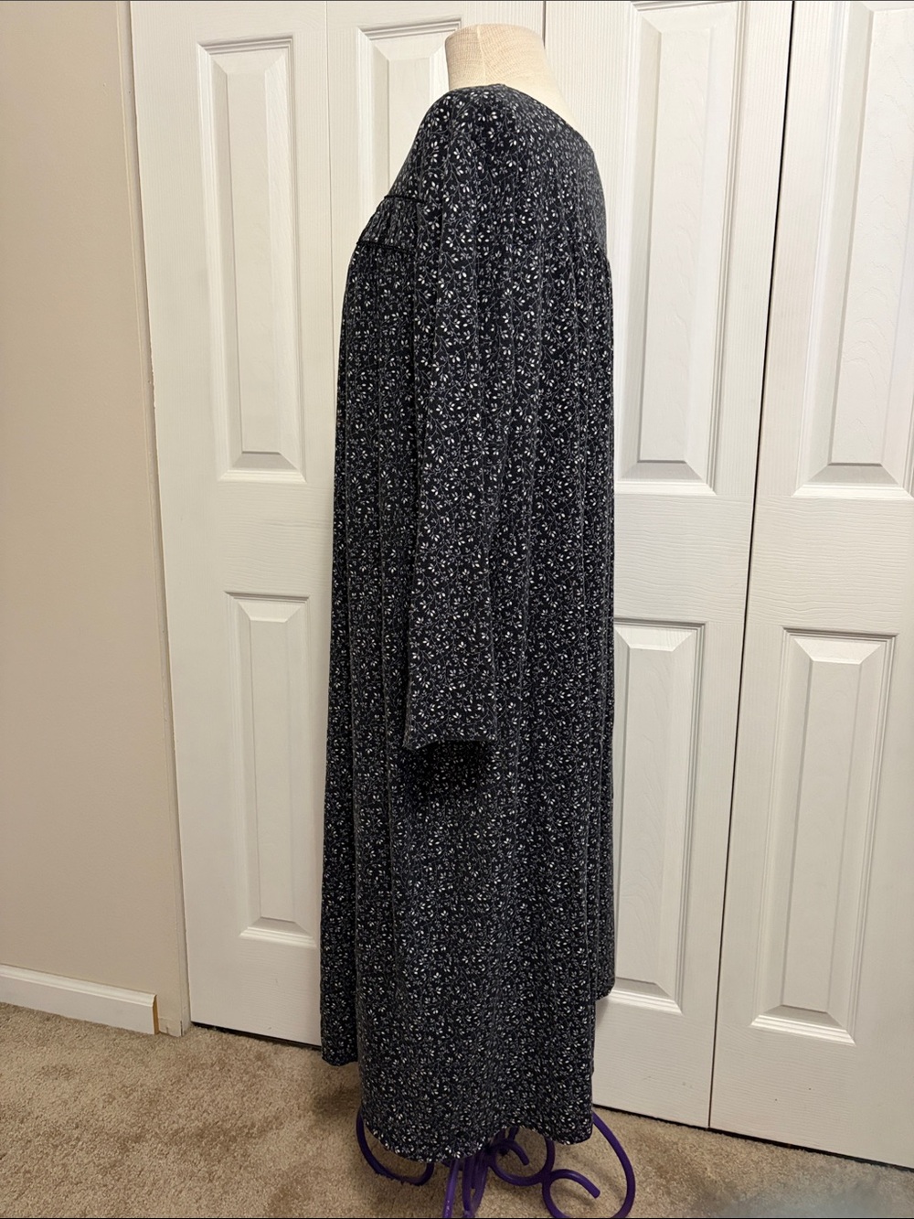 Croft and Barrow Black Floral Print Pullover Midi Cotton Nightgown Size 3X - Picture 7 of 15